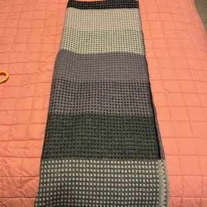Men’s lightweight winter scarf hundred percent acrylic in grays, black and cream
